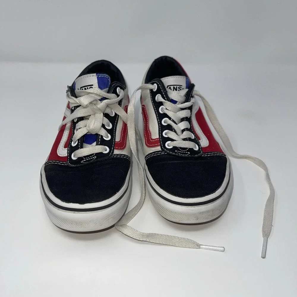 Vans Ward color block Shoes Size 2 Red white blue Black ColorWay Off‎ The Wall